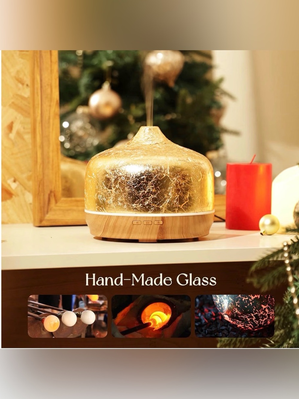 Porseme Giant Handmade Glass Essential Oil Diffuser in Gold 500 Milliliters - Picture 7 of 10